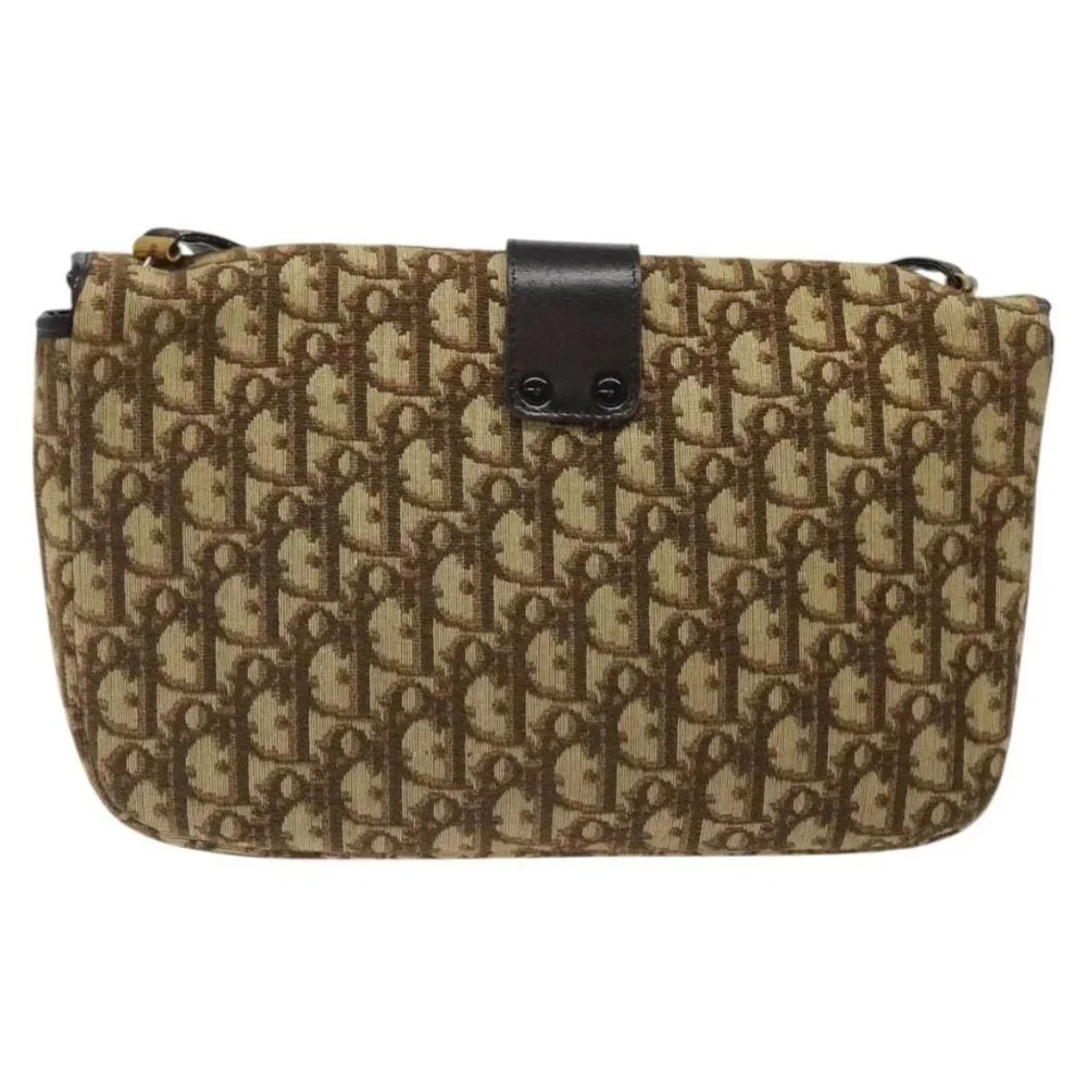 Christian Dior Trotter Canvas Shoulder Bag Brown Gold Auth 123499 - Picture 2 of 16